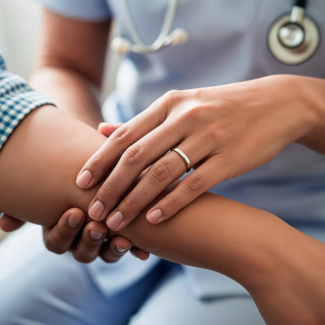 Healthcare professional with patient